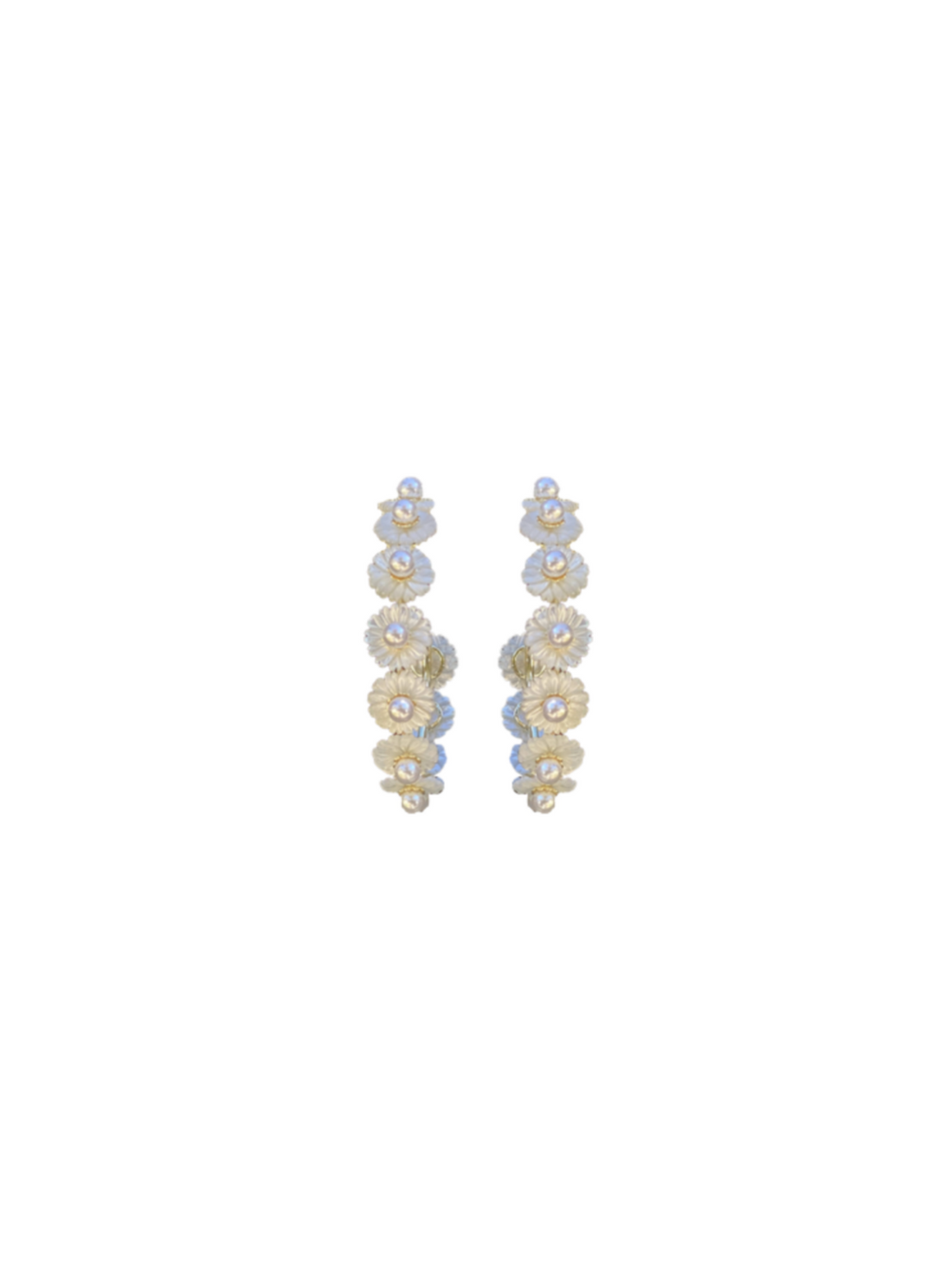 mother of pearl wildflower hoops