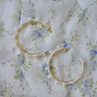 mother of pearl wildflower hoops