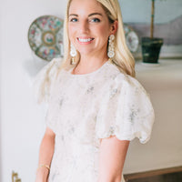 mother of pearl + pearl + bird cage earrings