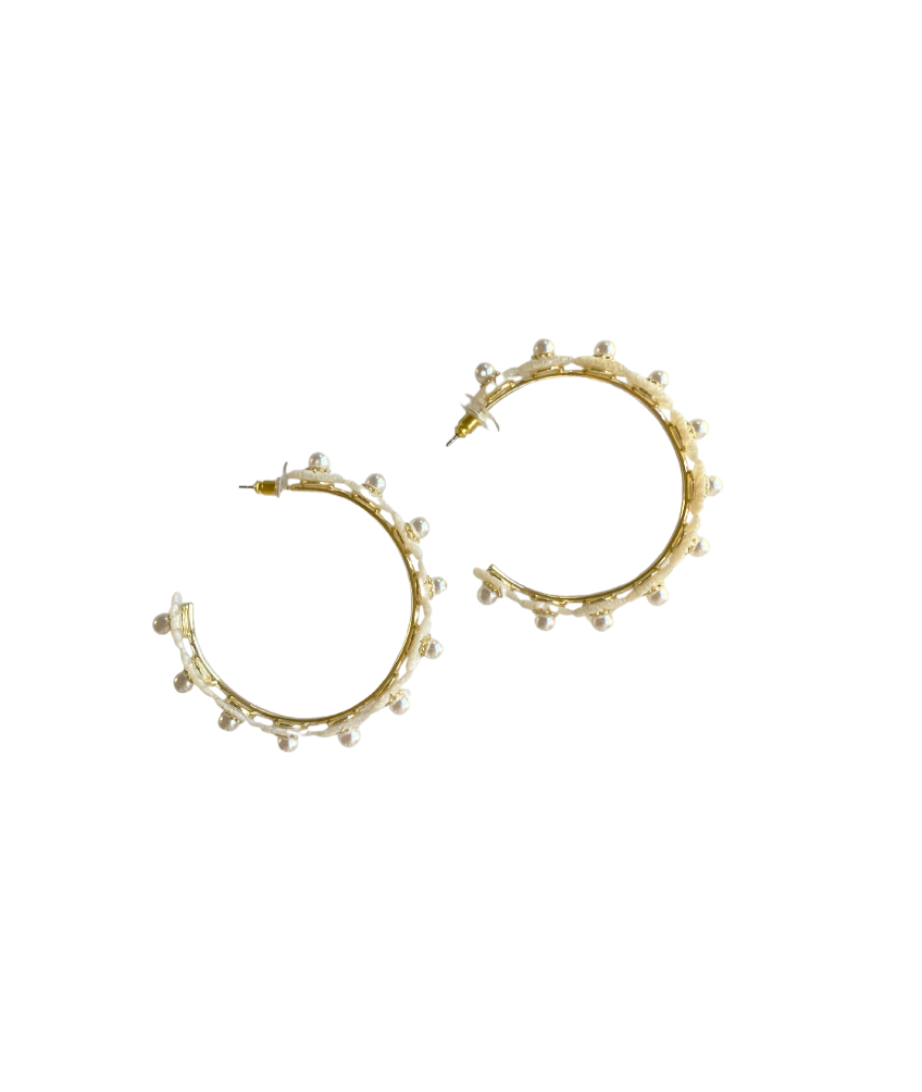 mother of pearl wildflower hoops