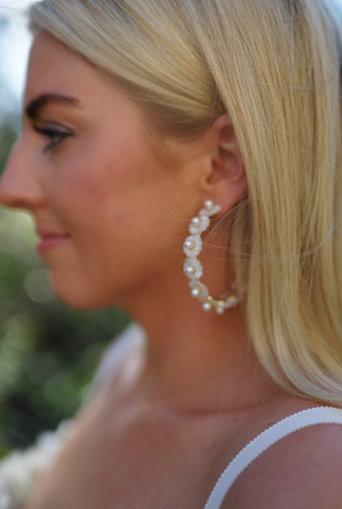 mother of pearl wildflower hoops