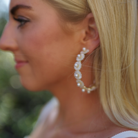 mother of pearl wildflower hoops