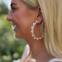 mother of pearl wildflower hoops