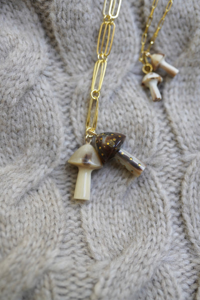 Mushroom Dark Horn and Brass Charm