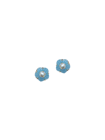 Aquamarine Flower Studs