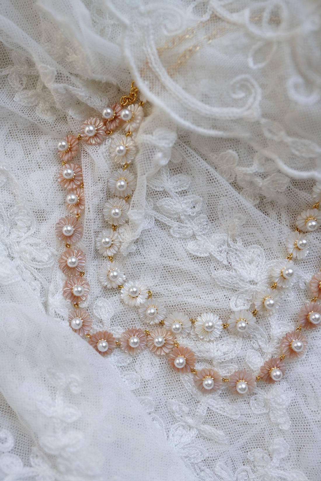 Petal Mother of Pearl Wildflower Necklace