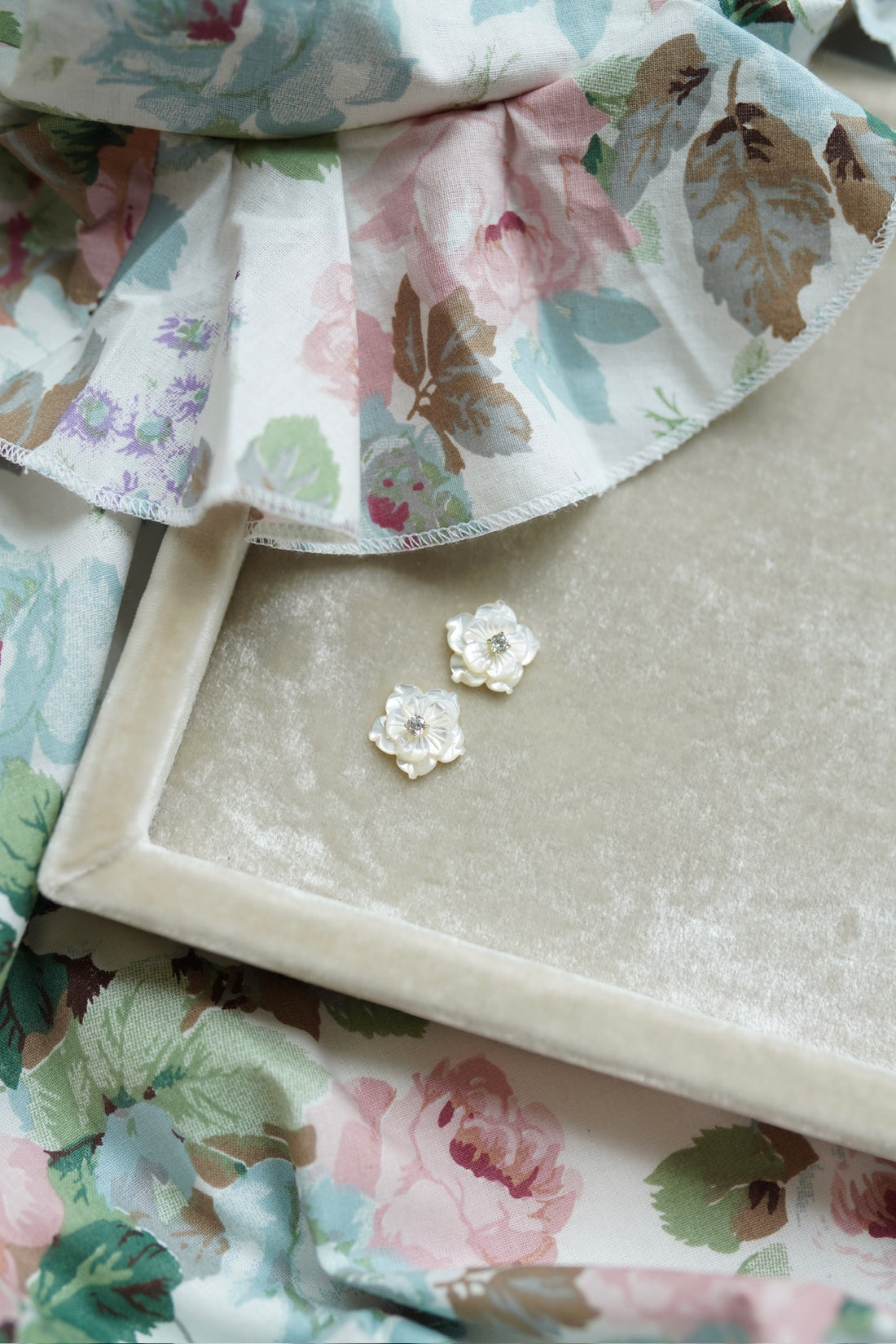 Petite Mother of Pearl Blossom Studs