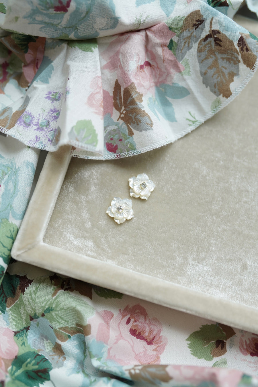 Petite Mother of Pearl Blossom Studs