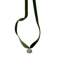 Sage Velvet & Blanc Bezel Charm Choker