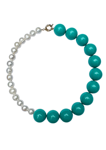 Limited Edition: Freshwater Pearl & Teal Oversize Necklace