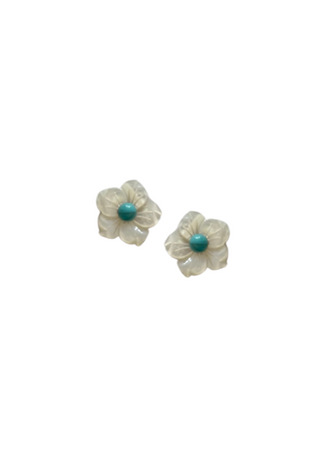 Petite Mother of Pearl and Turquoise Studs
