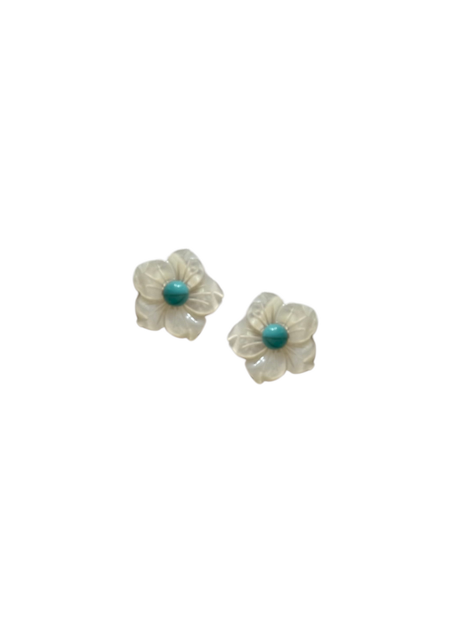 Petite Mother of Pearl and Turquoise Studs