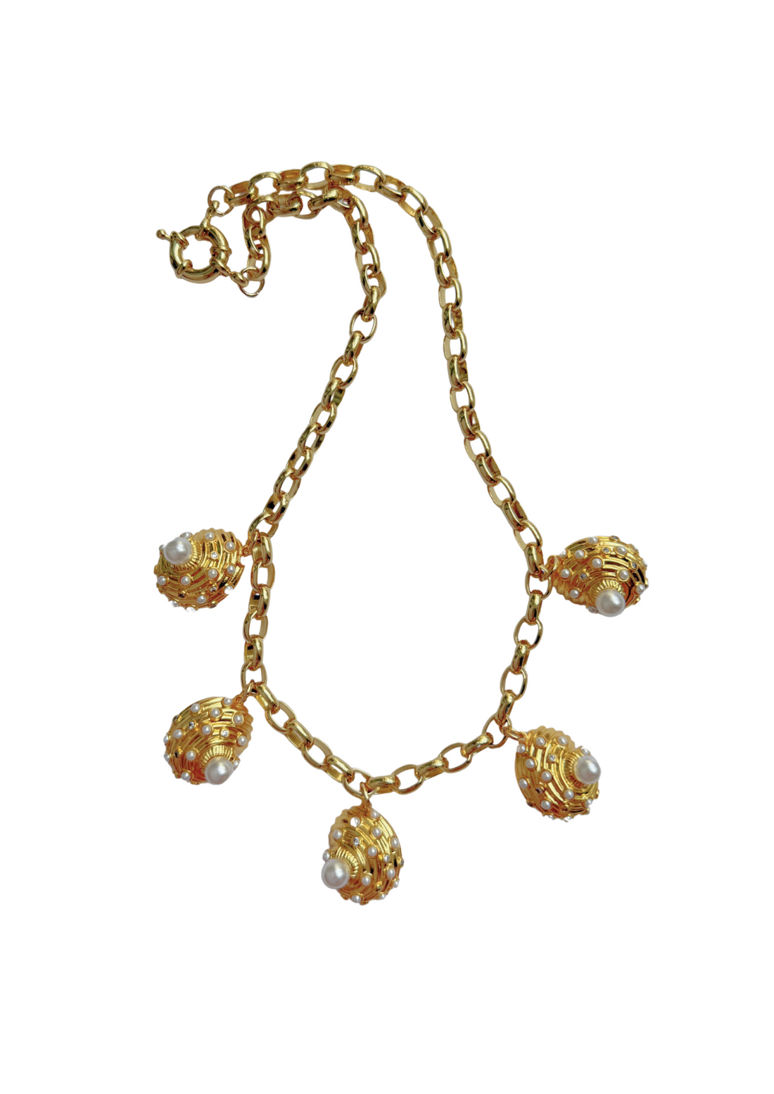 Golden Embellished Seashell Necklace