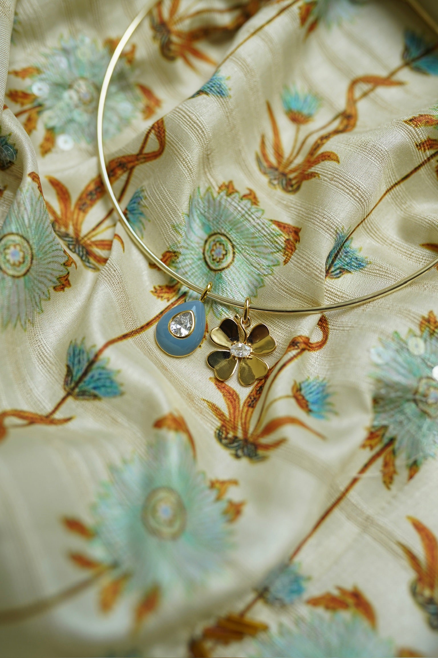 Parisian Blue Enamel Teardrop Bezel Charm
