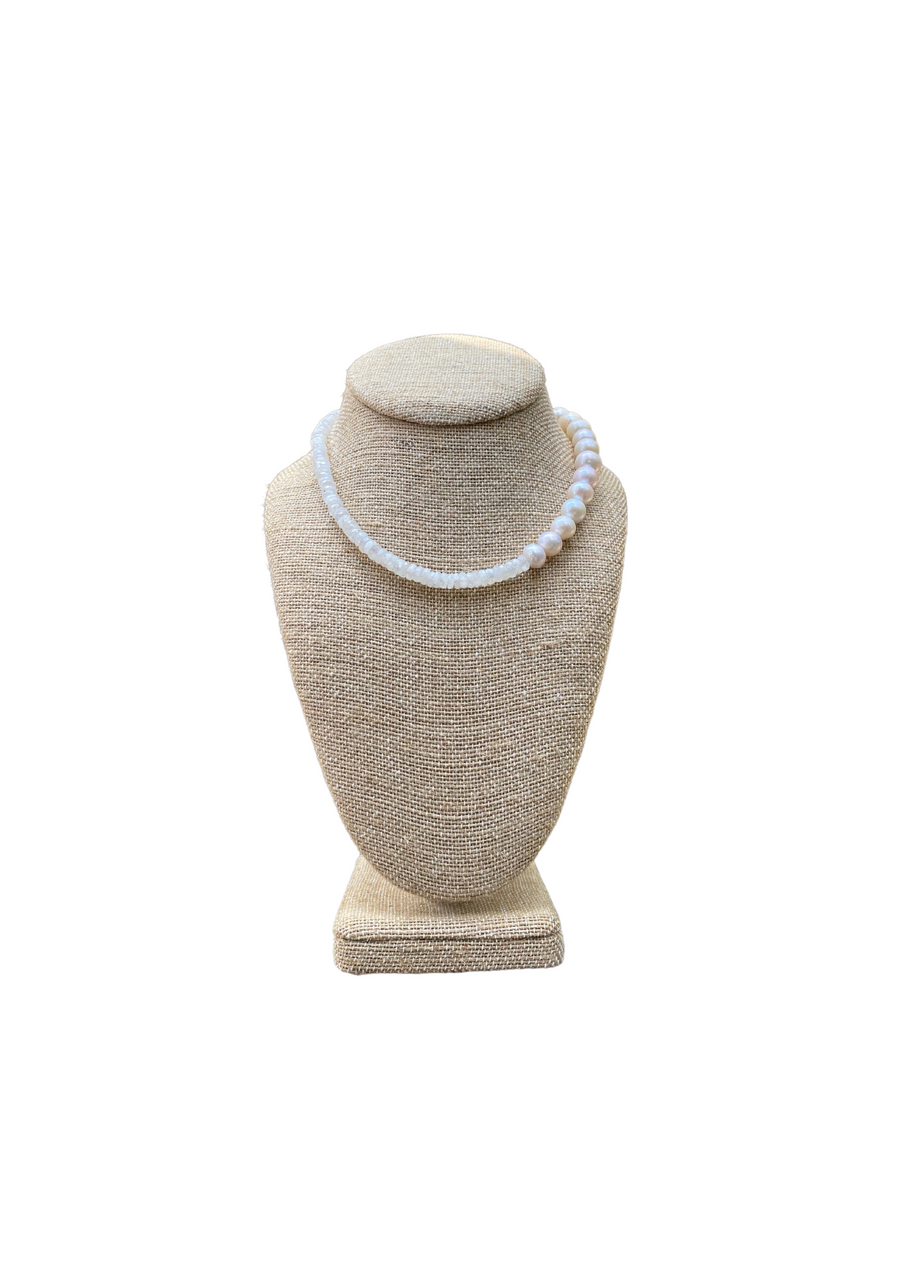 Limited Edition: Mini Moonstone & Freshwater Pearl Necklace
