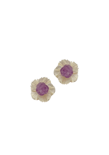 Petite Mother of Pearl and Amethyst Studs