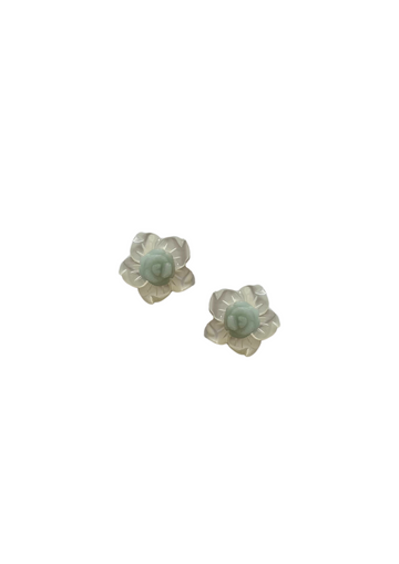 Petite Mother of Pearl and Amazonite Rose Studs