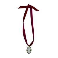 Bordeaux Velvet & Sage Cameo Drop Choker