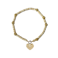 One of a Kind: Ivory Howlite & Golden Beads & Golden Heart Charm