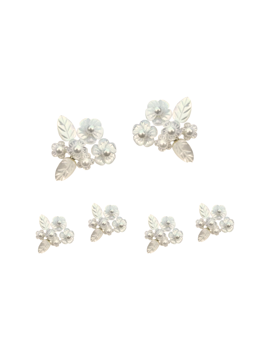 Alexander Mother of Pearl Flower Studs + Cufflinks Set