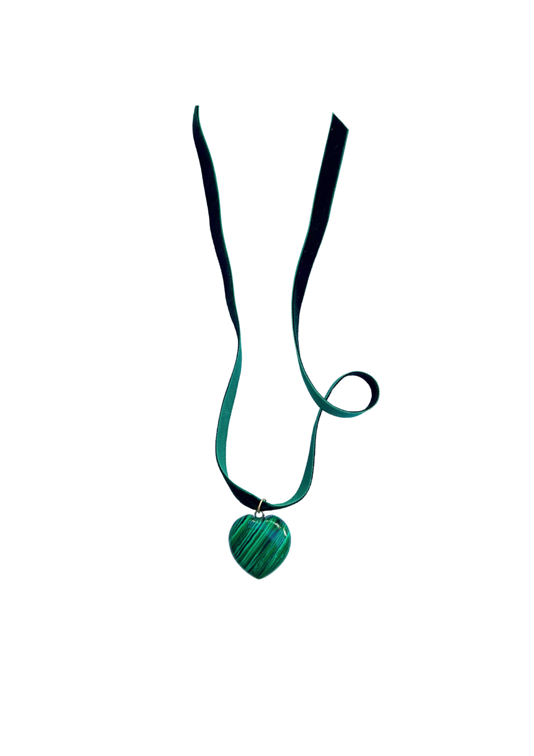 Emerald Velvet & Malachite Heart Drop Choker