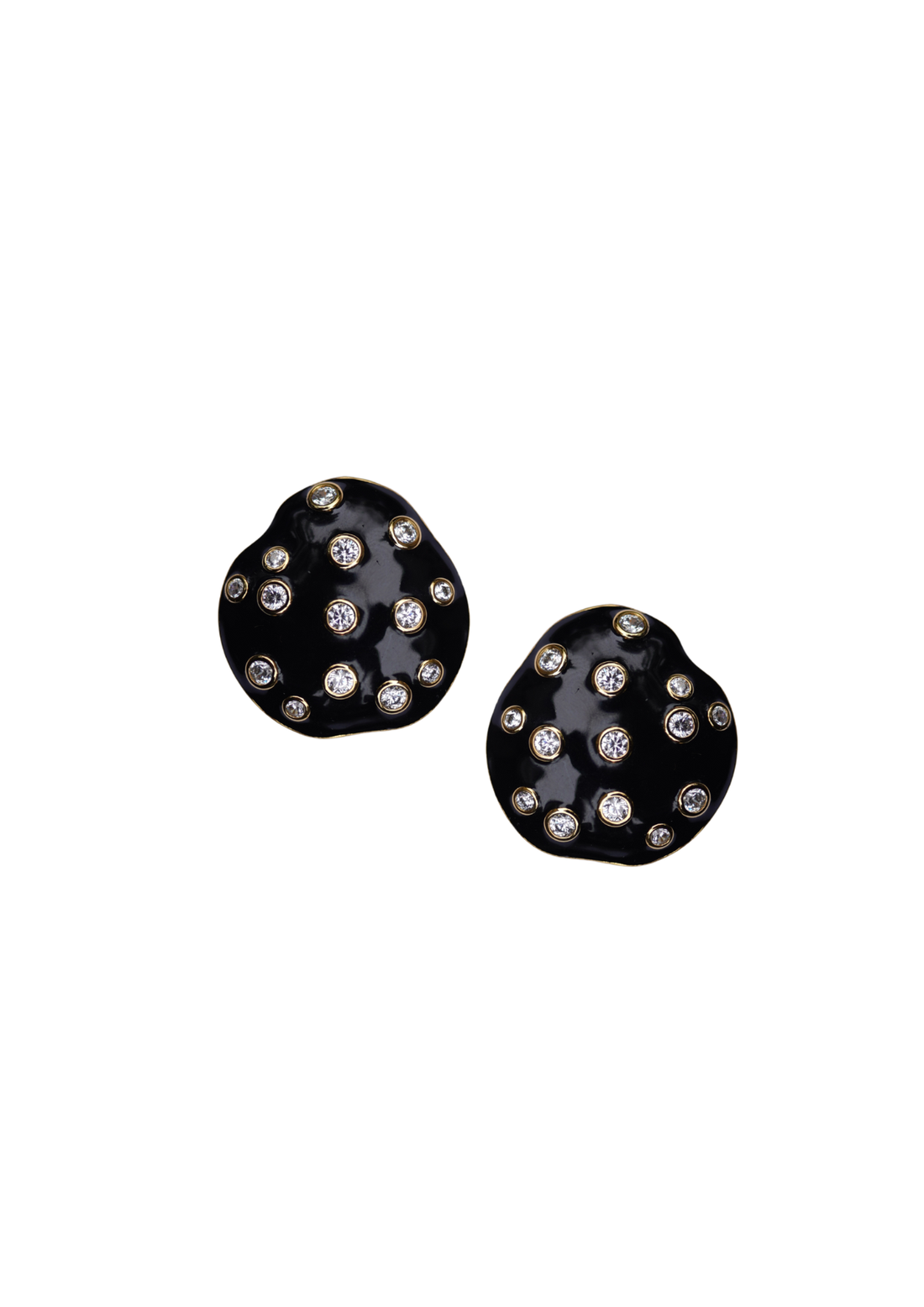 Noir Embellished Pebble Studs
