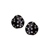 Noir Embellished Pebble Studs