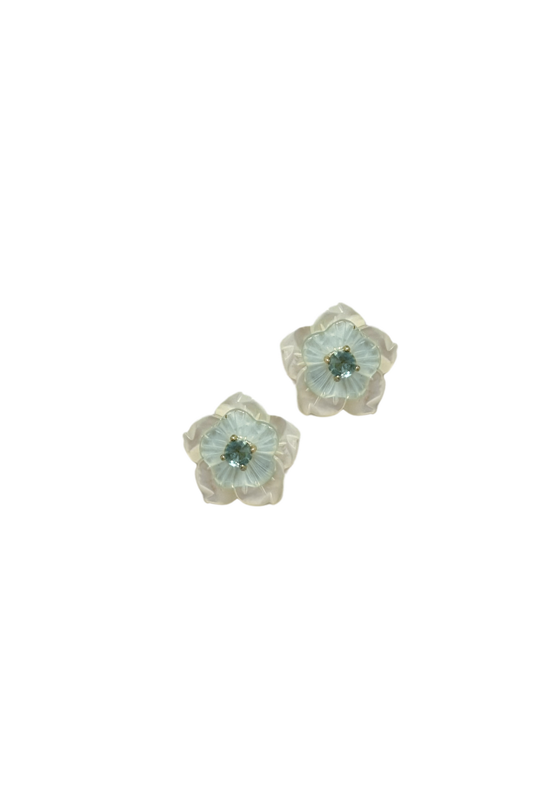 Petite Mother of Pearl and Mint Blue Blossom Studs