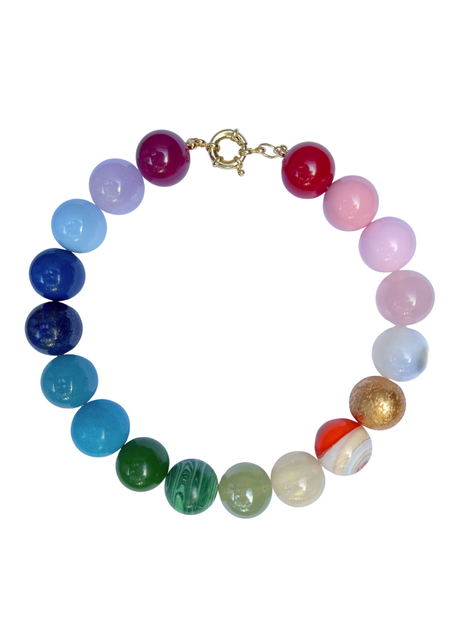 Gemstone and Bubblegum Bead Necklace