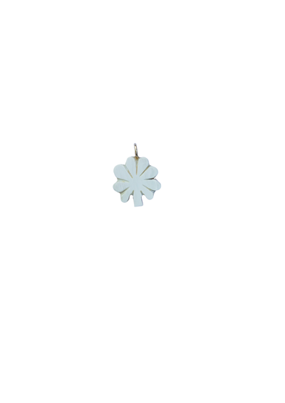 A four-leaf clover charm pendant on a white background