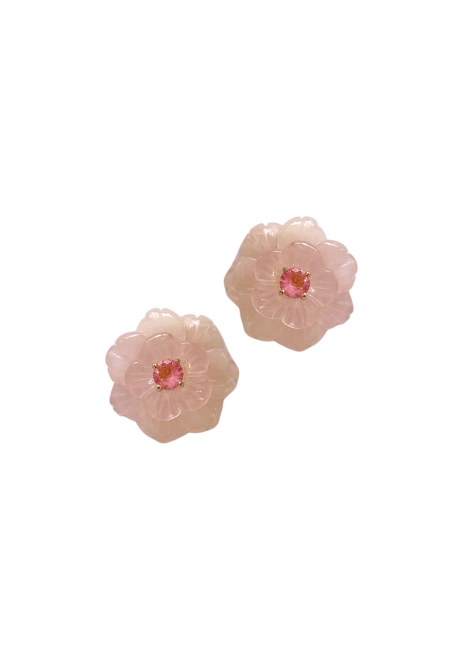 Grand Rose Quartz and Rose Studs