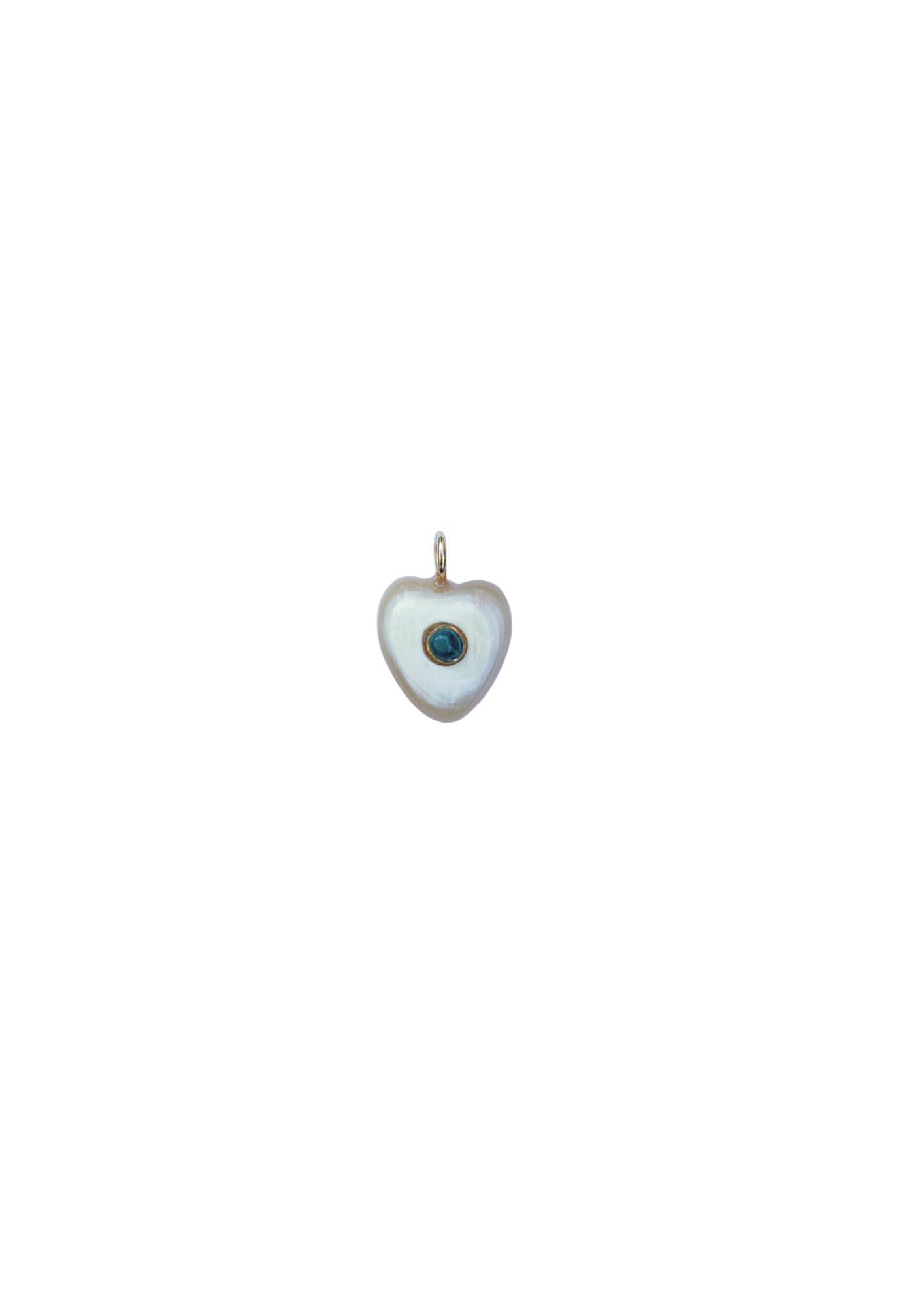 Mini Heart-shaped pendant with a blue gemstone on a white background