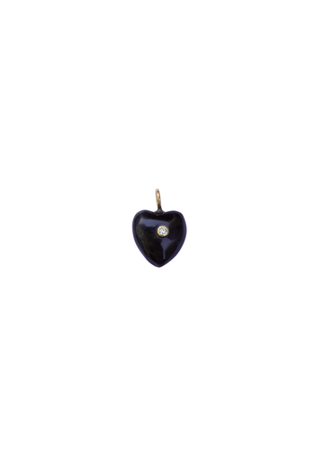 Mini Heart Embellished Dark Horn Charm