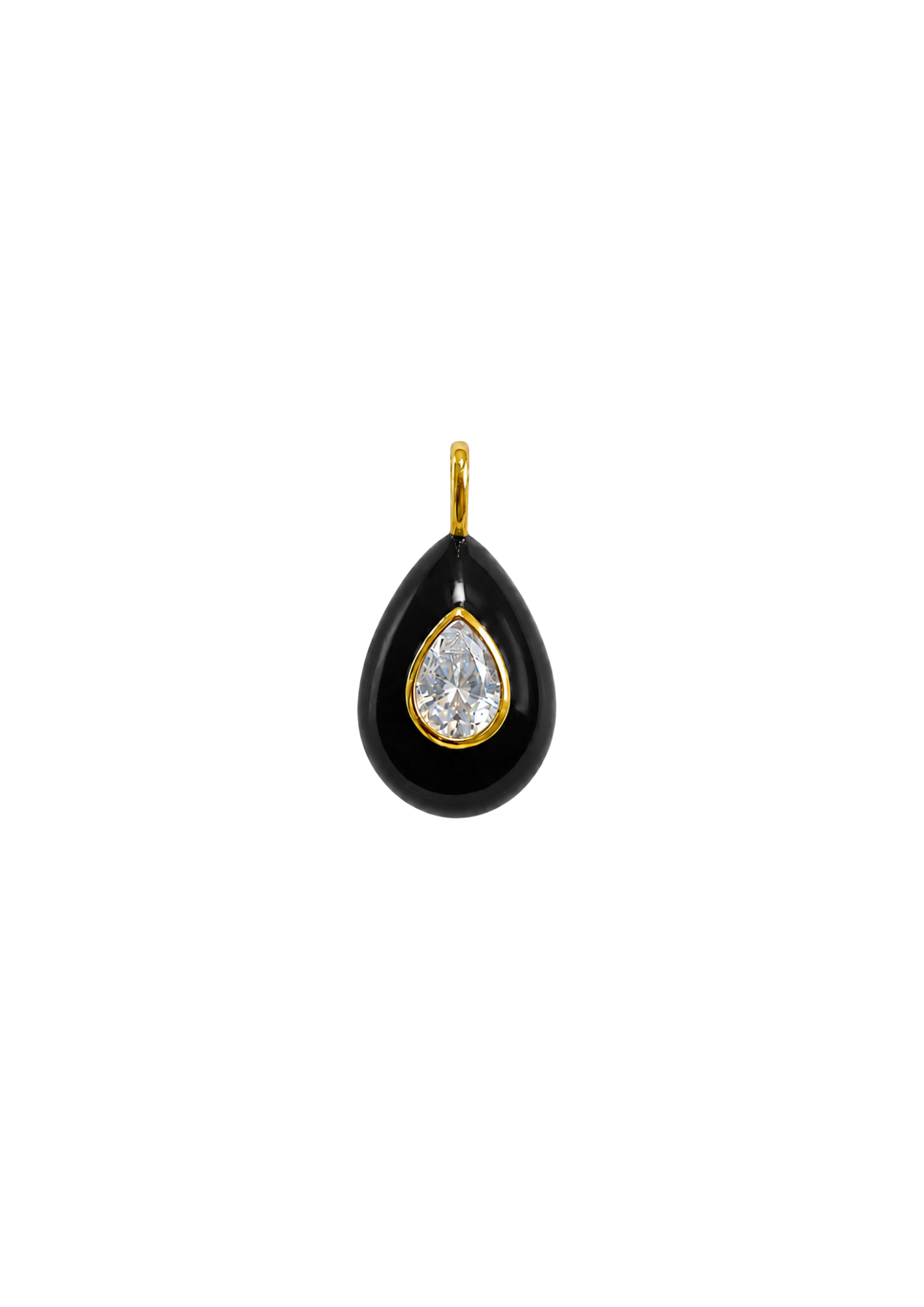 PRE ORDER: Noir Enamel Teardrop Bezel Charm