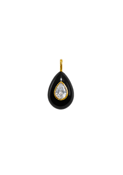 PRE ORDER: Noir Enamel Teardrop Bezel Charm
