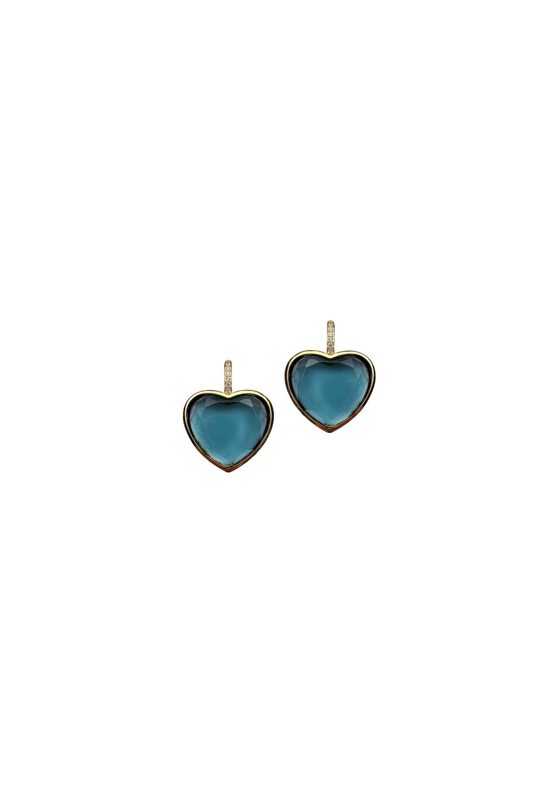 London Blue Bezel Heart Embellished Earwire