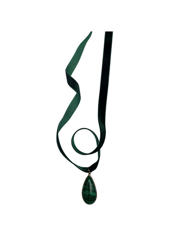 Emerald Velvet & Green & Black Drop Choker