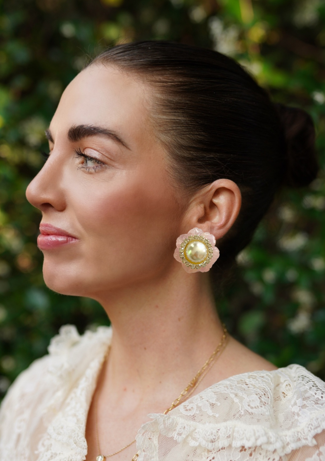 Grand Rose Quartz and Pearly Studs