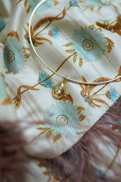 Golden Teardrop Bezel Charm