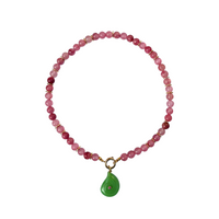 One of a Kind: Pink Jade Beaded Necklace & Peruvian Opal Embellished Charm