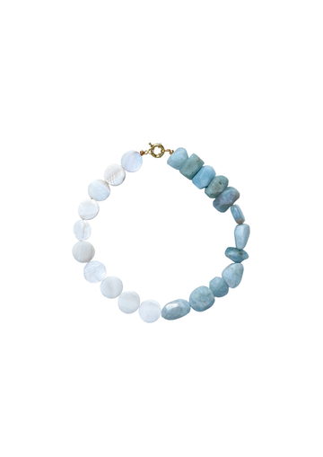 Limited Edition: Mother of Pearl Coins & Chunky Aquamarine Necklace