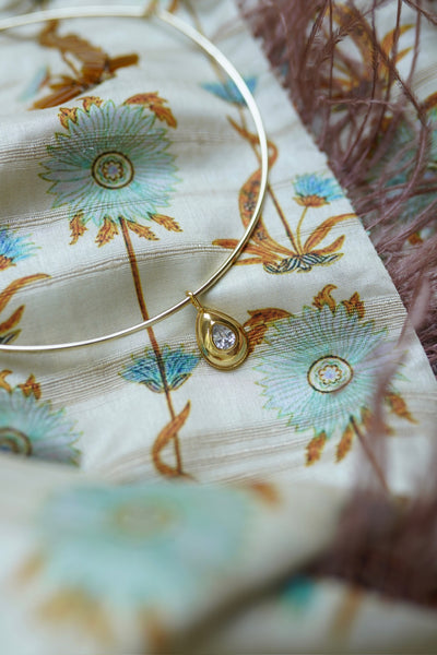 Golden Teardrop Bezel Charm