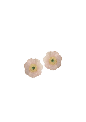 Grand Rose Quartz and Canary Studs