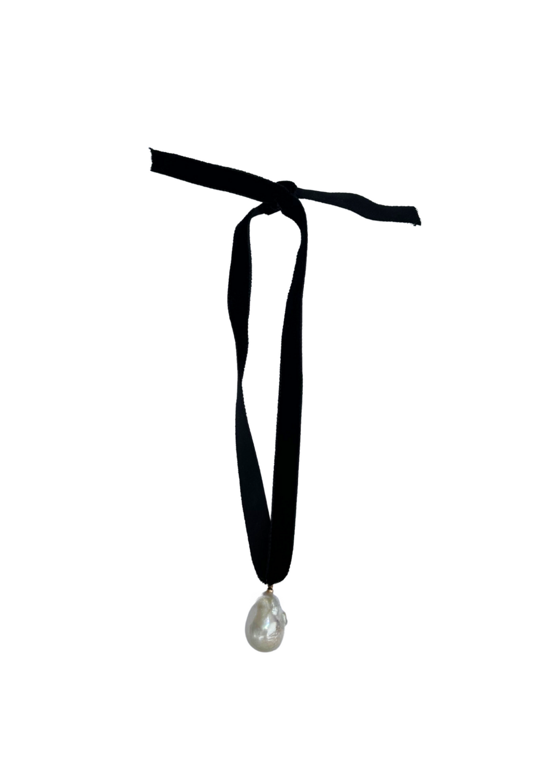 Noir Velvet & Freshwater Pearl Drop Choker