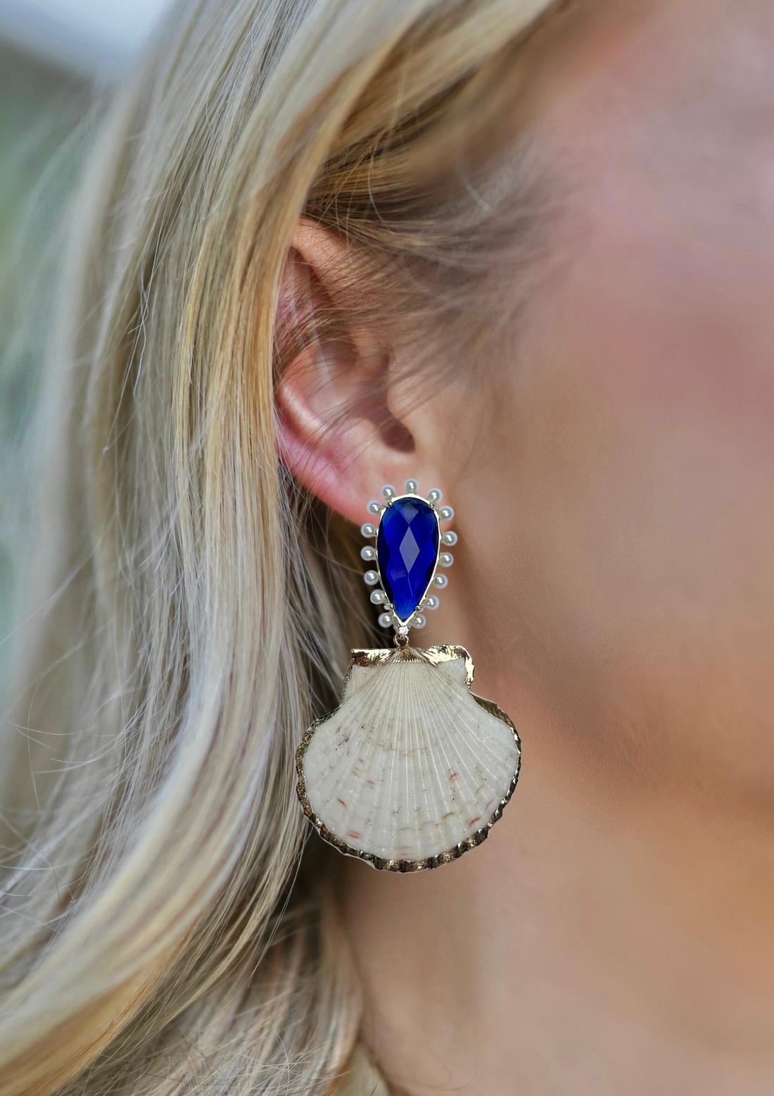 One of a Kind: Embellished Drop Earring + Seashell