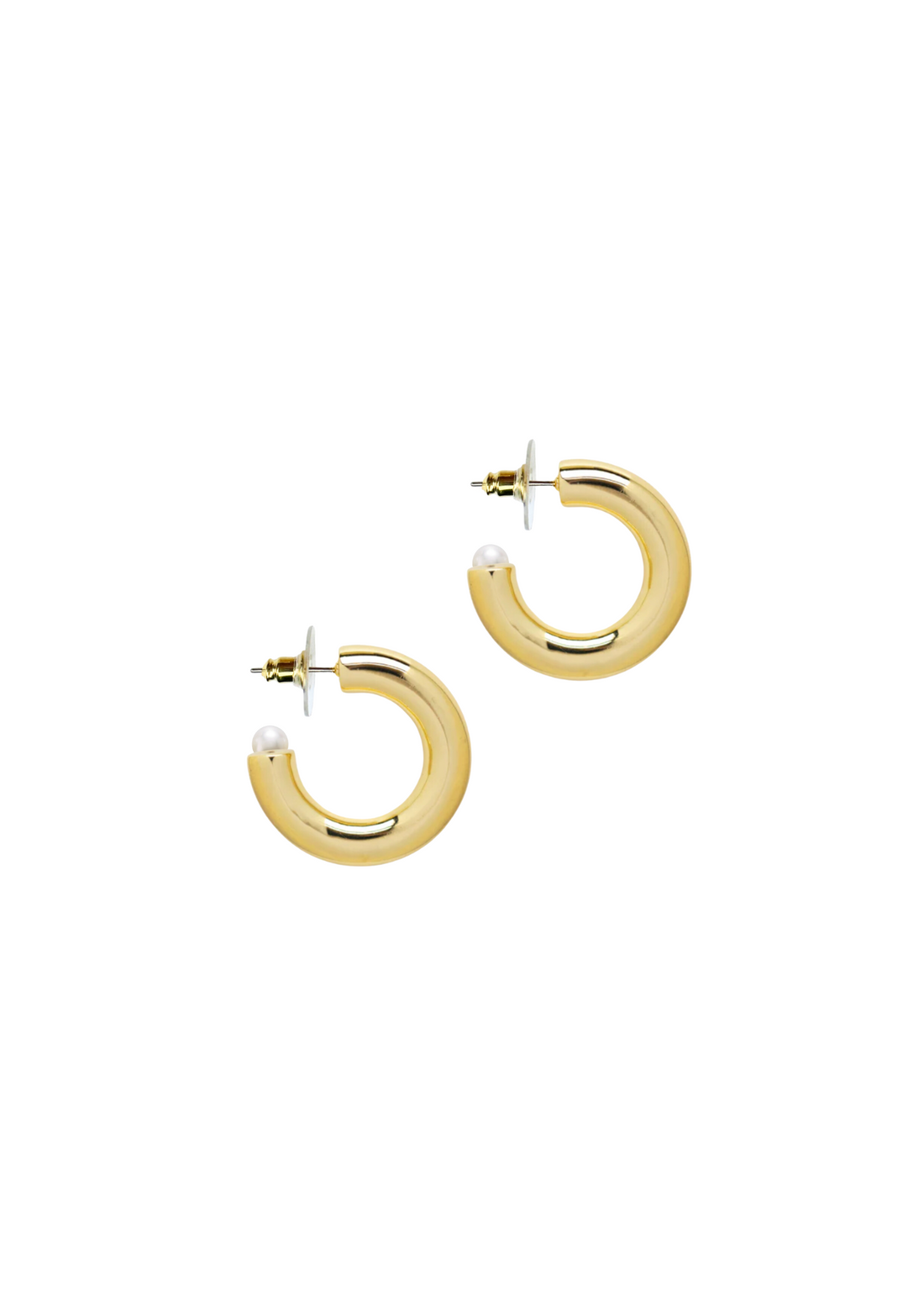 Petite chunky golden hoops + pearl