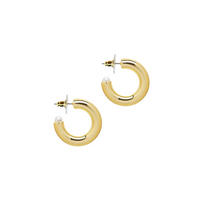 pre-order: Petite chunky golden hoops + pearl