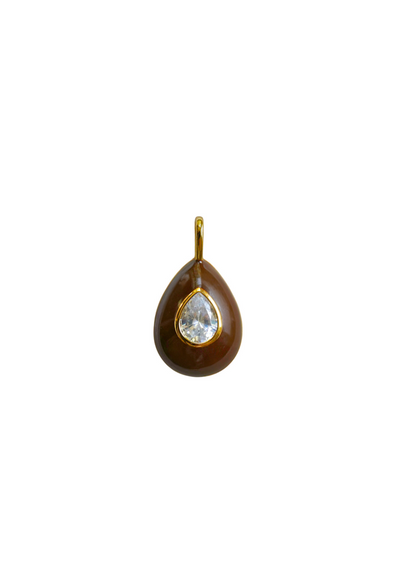 Chocolat Enamel Teardrop Bezel Charm