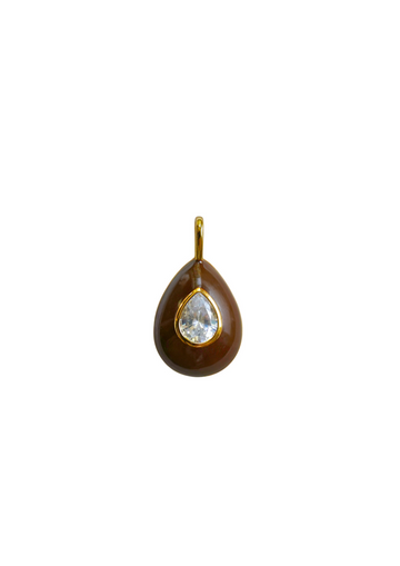 Chocolat Enamel Teardrop Bezel Charm