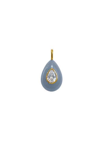 Parisian Blue Enamel Teardrop Bezel Charm
